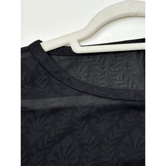 Loft Top Womens Black Long Sleeve Blouse Leaf Pattern Sheer Size S Romantic - Picture 10 of 13